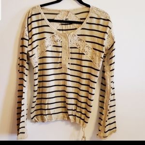 Free People Beige Striped Sweater...S